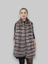 LAYERED SILVER FOX FUR & KNITTED CASHMERE SCARF