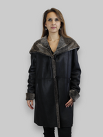 Black Spanish Merino Reversible Shearling Coat -Medium