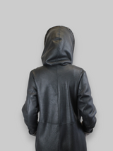 Black Spanish Merino Reversible Shearling Coat -Medium