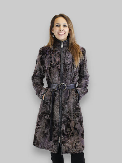 Purple Lamb Calgan & Leather Coat -Small/Medium