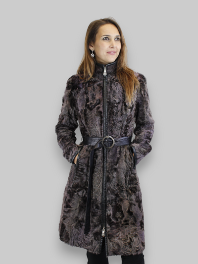 Purple Lamb Calgan & Leather Coat -Small/Medium