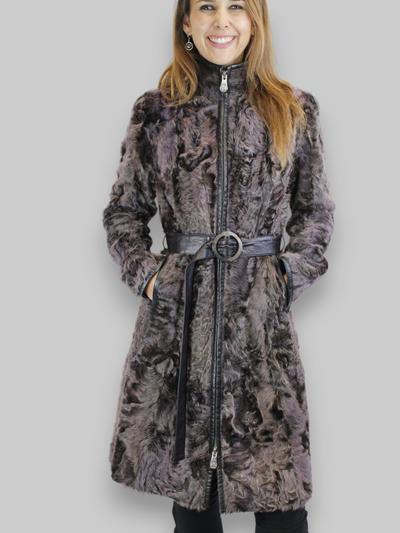 Purple Lamb Calgan & Leather Coat -Small/Medium