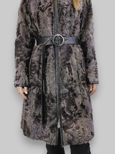 Purple Lamb Calgan & Leather Coat -Small/Medium