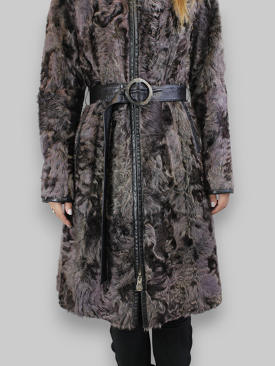 Purple Lamb Calgan & Leather Coat -Small/Medium