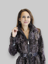 Purple Lamb Calgan & Leather Coat -Small/Medium