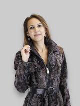 Purple Lamb Calgan & Leather Coat -Small/Medium