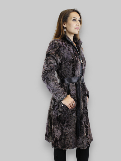 Purple Lamb Calgan & Leather Coat -Small/Medium