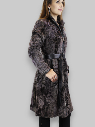 Purple Lamb Calgan & Leather Coat -Small/Medium