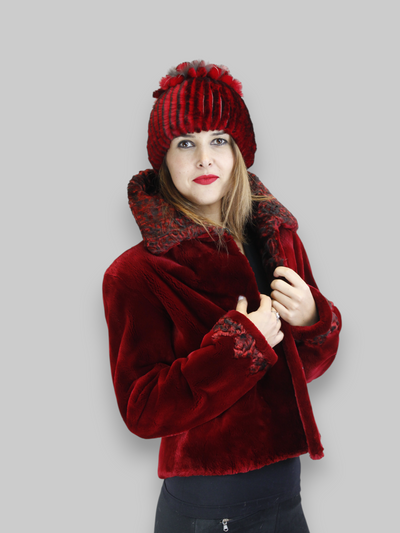 Red Sheared Beaver w/ Swakara Lamb Jacket -Small/Medium