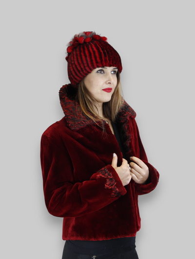 Red Sheared Beaver w/ Swakara Lamb Jacket -Small/Medium