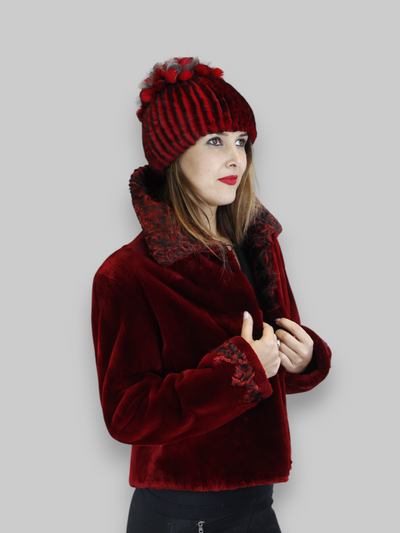 Red Sheared Beaver w/ Swakara Lamb Jacket -Small/Medium