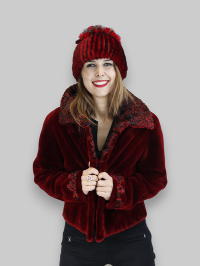 Red Sheared Beaver w/ Swakara Lamb Jacket -Small/Medium