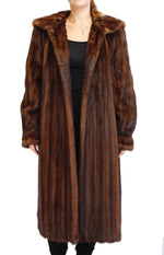 Vintage Brown Wild Type Mink Fur Coat - Large
