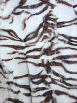 Vintage Zebra Stenciled Goat Fur Sections Vest with Tibetan Lamb Trim -S