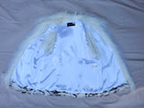 Vintage Zebra Stenciled Goat Fur Sections Vest with Tibetan Lamb Trim -S