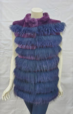Vintage Purple-Dyed Rabbit Fur and Fox Fur Vest -L  (Never Been Worn!)