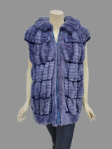 Vintage Two-toned Purple and Black Sheared Beaver Vest w/ Zipper -M  (Never Been Worn!)