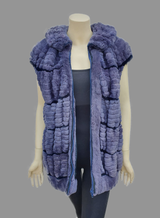 Vintage Two-toned Purple and Black Sheared Beaver Vest w/ Zipper -M  (Never Been Worn!)