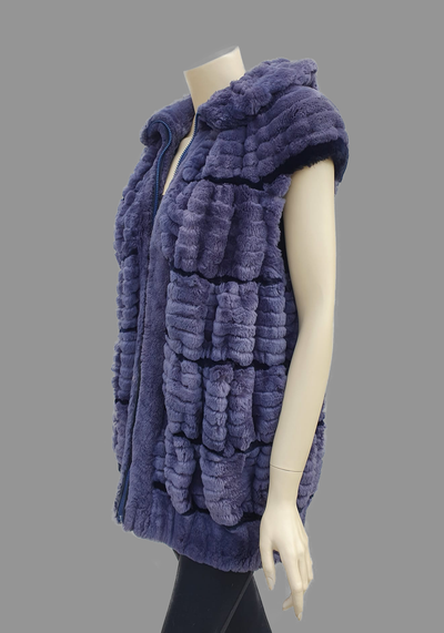 Vintage Two-toned Purple and Black Sheared Beaver Vest w/ Zipper -M  (Never Been Worn!)