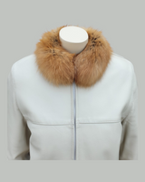 Vintage Reversible Red Fox Fur and White Leather Jacket -M