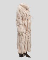 Reversible Light Ruby Dyed Hide-Out Fox Fur Coat - side view