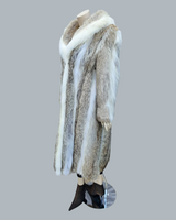 Coyote fur coat with fox fur trim - from THE REAL FUR DEAL & DAVID APPEL FURS new and pre-owned online fur store!