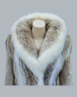 Coyote fur coat with fox fur trim - from THE REAL FUR DEAL & DAVID APPEL FURS new and pre-owned online fur store!