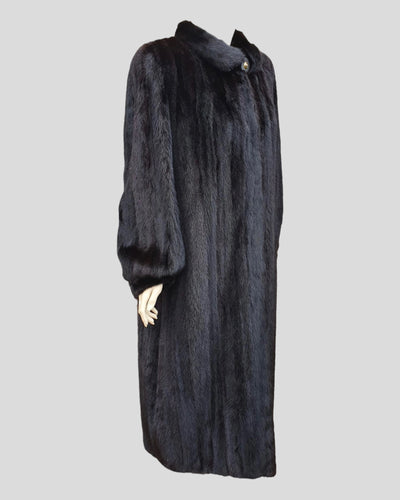 Black Dyed Mink Fur Coat - side view