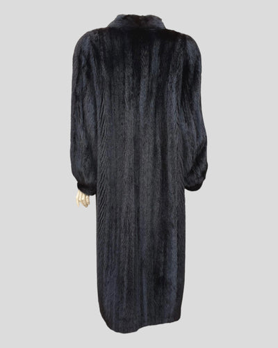 Black Dyed Mink Fur Coat - back view