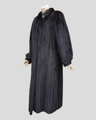 Black Dyed Mink Fur Coat - side view