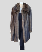 Vintage Natural Russian Sable Fur Coat, Silver Tipped -M