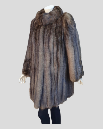 Vintage Natural Russian Sable Fur Coat, Silver Tipped -M