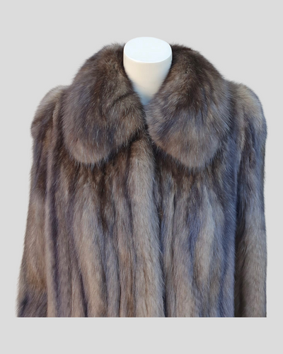 Vintage Natural Russian Sable Fur Coat, Silver Tipped -M