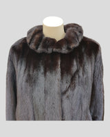 Dark Blackglama Mink Fur Jacket by Pierre Balmain - close up on collar