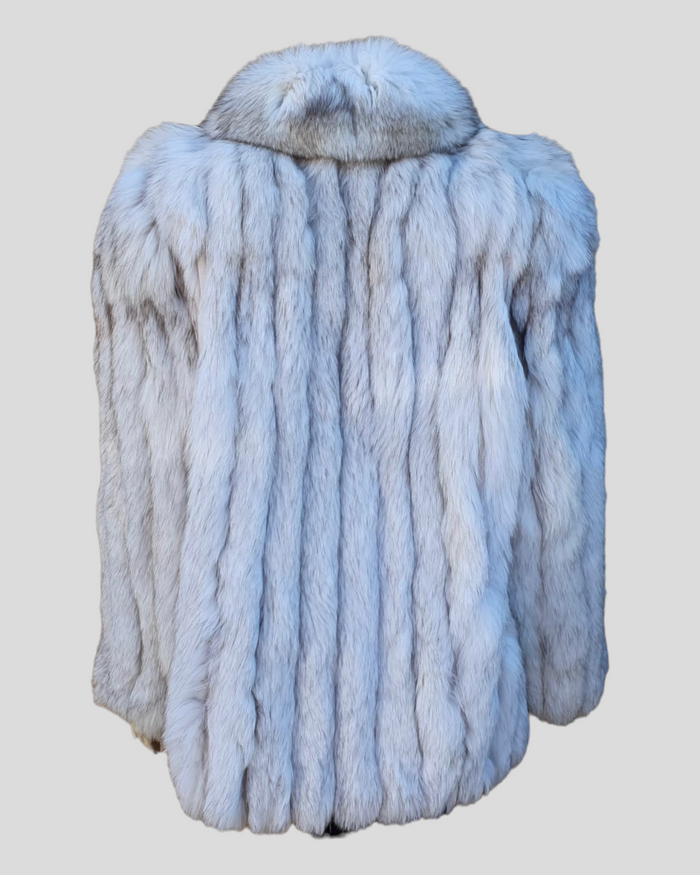 Vintage Blue Fox Fur Jacket L The Real Fur Deal