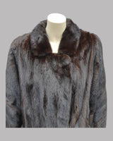 Natural Dark Mink Fur Stroller - close up on collar