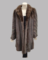 Tobacco-Dyed Cross Mink Fur ⅞ Coat
