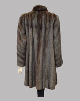 Tobacco-Dyed Cross Mink Fur ⅞ Coat - back view
