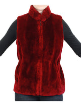 RED SHEARED BEAVER FUR JACKET/VEST - REMOVABLE KNIT BEAVER SLEEVES! - from THE REAL FUR DEAL & DAVID APPEL FURS new and pre-owned online fur store!