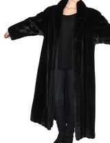 PRE-OWNED XL LONG DARK MINK FUR COAT - WITH STUNNING, DIAGONALLY WORKED FUR! - from THE REAL FUR DEAL & DAVID APPEL FURS new and pre-owned online fur store!