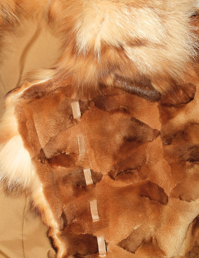 Gold Tip Sheared Mink Fur Jacket w/ Golden Isle Fox Trim - Estate Furs