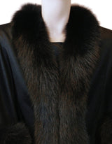 Women's Black Cashmere Cape w/ Fox Fur Trim