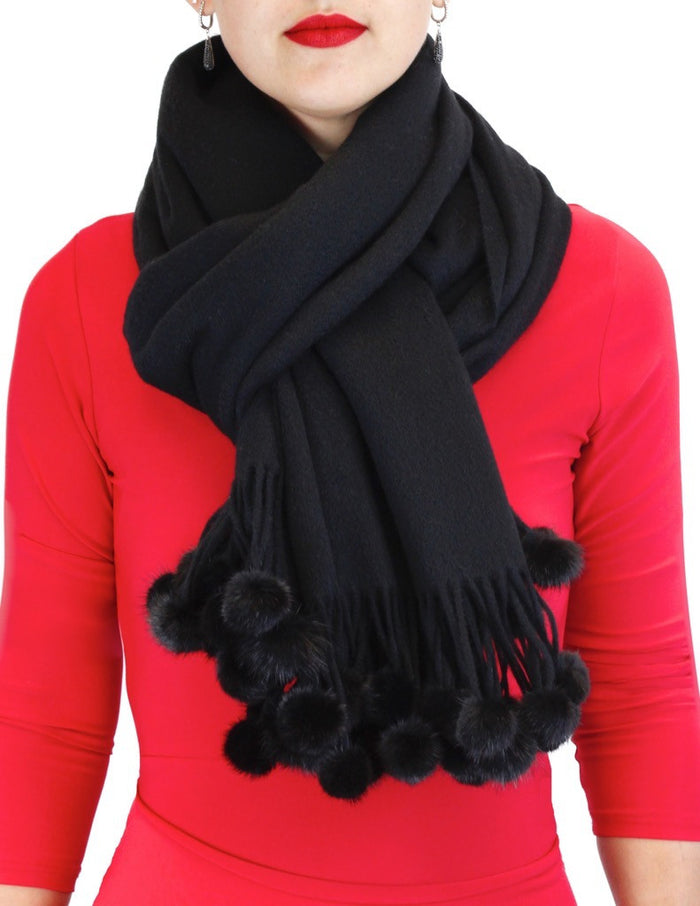 Love Cashmere Women's 100% Cashmere Wrap Scarf - Navy Blue - hand made in  Scotland