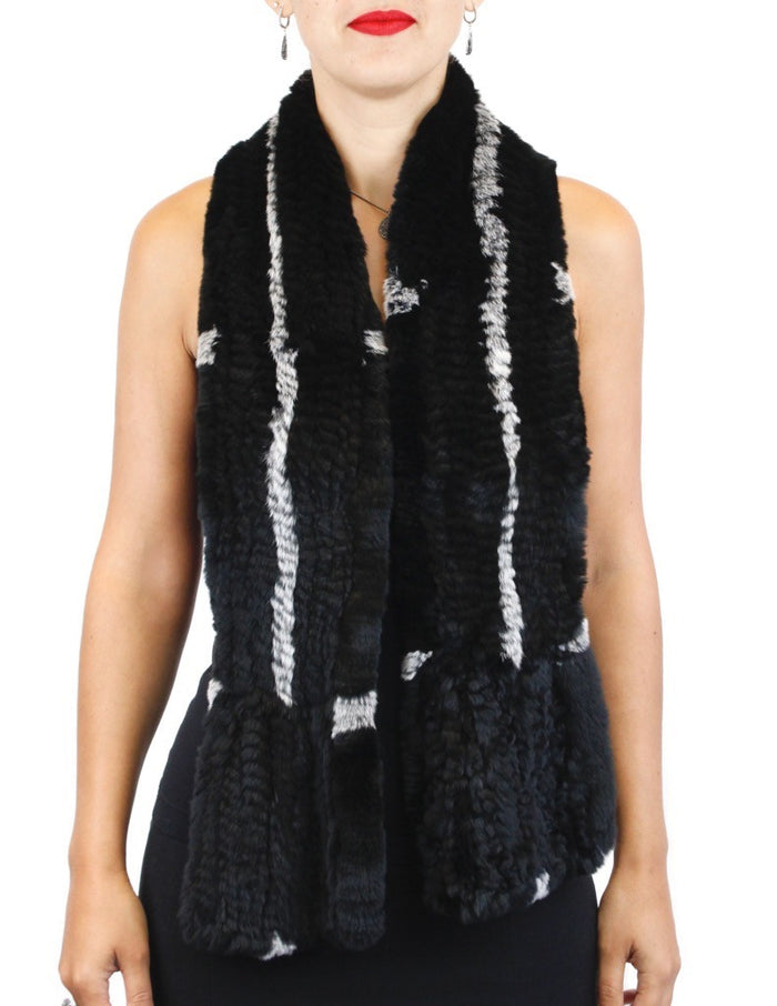KNITTED REX RABBIT FUR SCARF - from THE REAL FUR DEAL & DAVID APPEL FURS new and pre-owned online fur store!