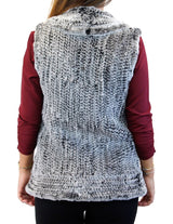 BLACK/GRAY SNOWTOP KNITTED REX RABBIT FUR VEST - from THE REAL FUR DEAL & DAVID APPEL FURS new and pre-owned online fur store!