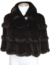 MEDIUM BLACK GROOVED SHEARED & UNSHEARED MINK FUR CAPELET, CAPE - from THE REAL FUR DEAL & DAVID APPEL FURS new and pre-owned online fur store!