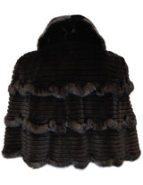 MEDIUM BLACK GROOVED SHEARED & UNSHEARED MINK FUR CAPELET, CAPE - from THE REAL FUR DEAL & DAVID APPEL FURS new and pre-owned online fur store!