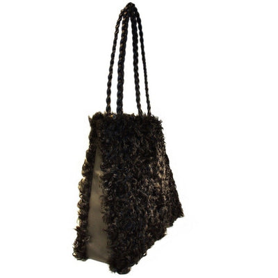 BLACK KALGAN LAMB FUR SHOPPER BAG, PURSE - from THE REAL FUR DEAL & DAVID APPEL FURS new and pre-owned online fur store!