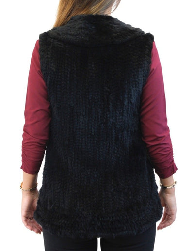 BLACK KNITTED REX RABBIT FUR VEST - from THE REAL FUR DEAL & DAVID APPEL FURS new and pre-owned online fur store!