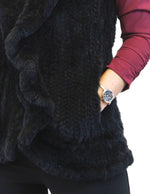 BLACK KNITTED REX RABBIT FUR VEST - from THE REAL FUR DEAL & DAVID APPEL FURS new and pre-owned online fur store!